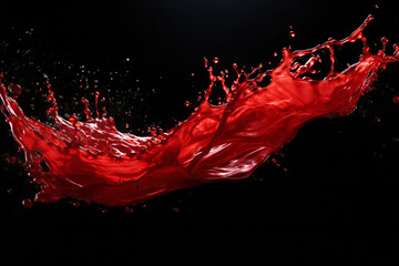 red paint splash isolated on the black background,ai generated