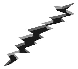 Ground crack. Breaking white surface realistic fracture