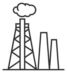 Industry environment pollution building line icon. Power plant