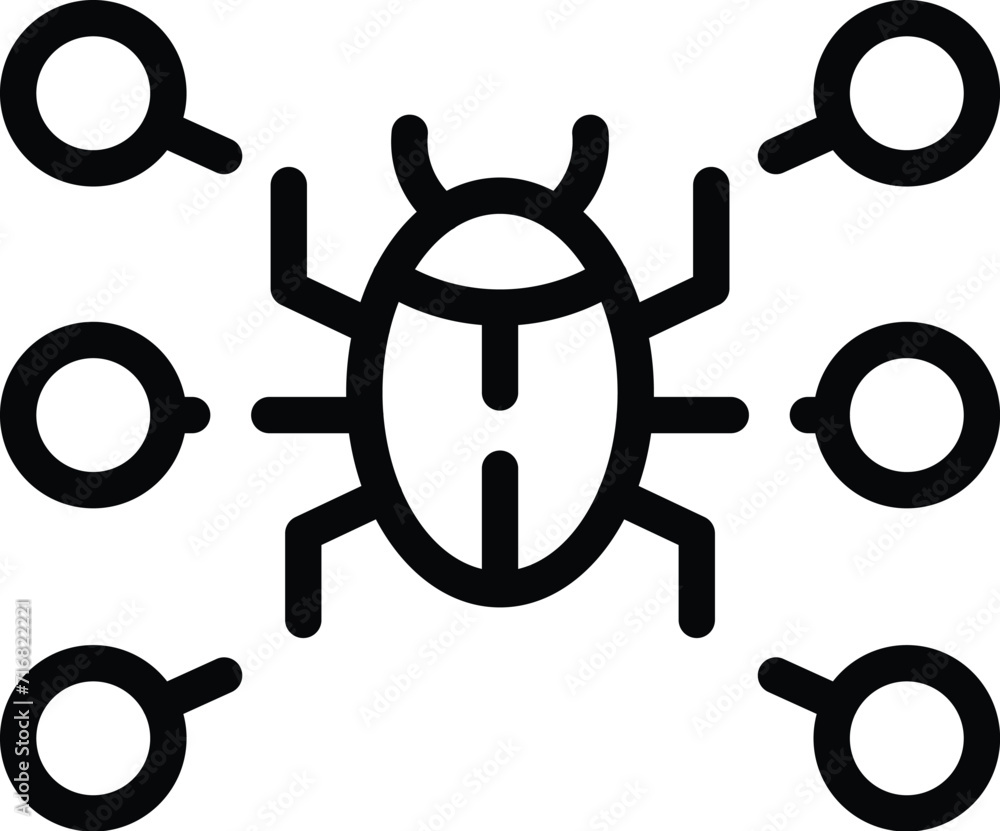 Poster data bug online icon outline vector. virus social. digital computer
