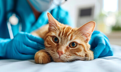 a veterinarian performing a thorough examination on a cute cat.