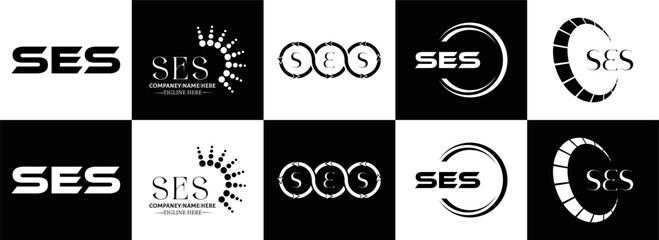 SES logo. S E S design. White SES letter. SES, S E S letter logo SET design. Initial letter SES linked circle uppercase monogram logo. S E S letter logo SET vector design. SES letter logo design five 