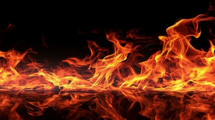 Fototapeta na wymiar Fire and flames on a black background
