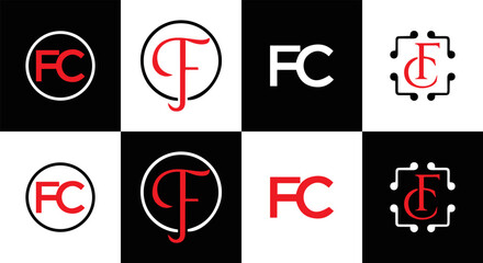 FU logo. F U design. White FU letter. FU, F U letter logo SET design. Initial letter FU linked circle uppercase monogram logo. F U letter logo SET vector design. FU letter logo design five style.	
