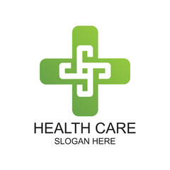 Health care logo design simple concept Premium vector