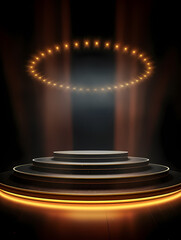 Fototapeta premium Modern round product advertising podium, booth, stage, product background, promotional event background