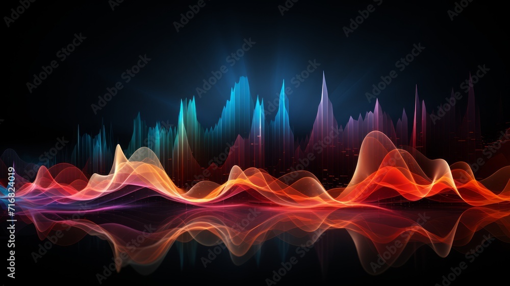Aufkleber colored background of abstract sound wave. abstract flowing wavy, smoke lines. vibrant colorful digi