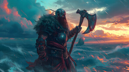 A fierce Viking berserker