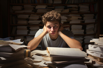 Student overwhelmed with studying