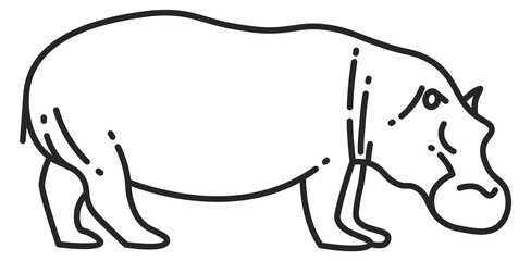 Hippo line icon. Safari animal. African fauna