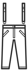 Pants with suspenders line icon. Classic male clothes