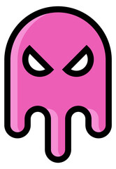 Evil ghost logo. Color funny shape icon