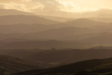 Fototapeta na wymiar Palermo, Sicily, Italy Farming landscapes and hills in the late afternoon.