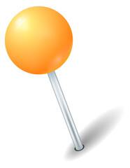 Office push pin with realistic shadow. Color tack mockup