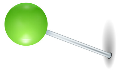 Green plastic ball sewing pin realistic mockup