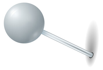 Blank metal sewing pin mockup. Realistic fastener