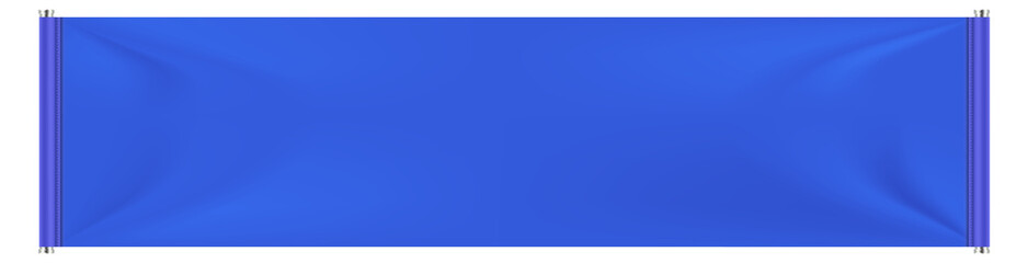 Promo banner realistic mockup. Horizontal blue canvas blank