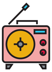 Retro radio receiver audio device color icon
