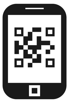 Scanner app icon. Qr code on phone screen