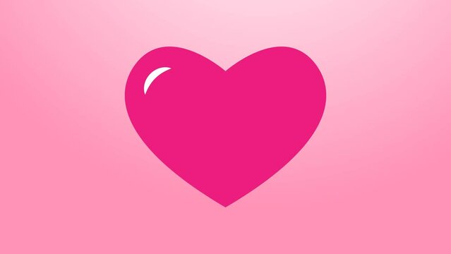 Heart beat pink love icon. Valentines day symbol footage animation motion video background