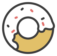 Donut icon. Sweet food symbol. Dessert color sign