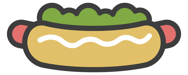 Hot dog color icon. Street fast food