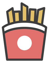 French fries icon. Traditional snack color symbol