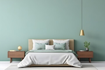 Bedroom in mint tones - modern interior design and furniture