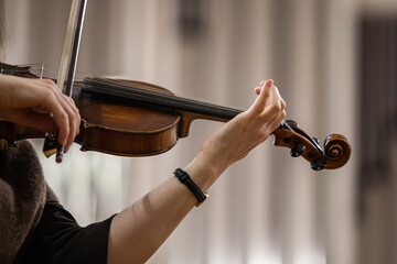 Hand of a woman playing the violin - 716832022