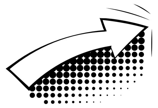 Arrow in comic style with pop art gradient shadow