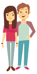 Young couple happy together. Boyfriend and girlfriend characters