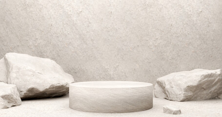 stone podium design on background 
