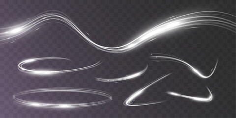 White blur trail wave,wavy silver line of light speed.Vector illustration.
 - obrazy, fototapety, plakaty