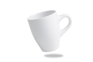 3d mockup of white blank mug for tea or coffee. Template of blank ceramic or porcelain cup. 3d rendering.