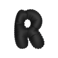 3d illustration black matt balloon letter R