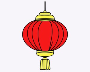Red lantern Happy china new year white background