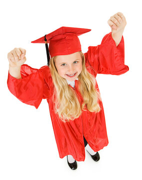 Graduate: Girl Graduate Cheers with Excitement