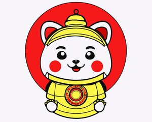 cute characters for happy chinese new year, white background isolated