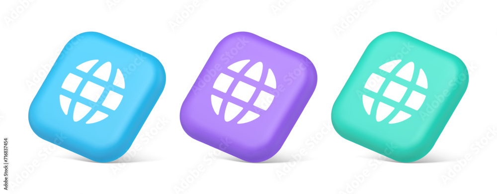 Poster internet connection global web communication button technology 3d isometric icon