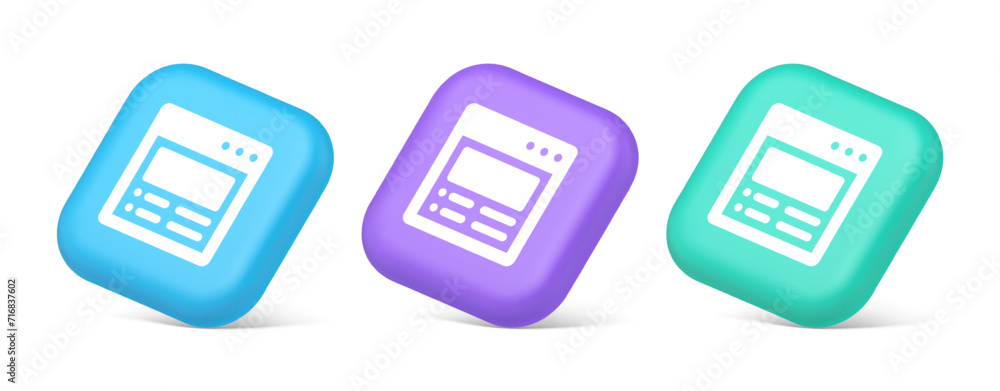 Poster Internet document tax form banking account web page button browsing interface 3d isometric icon