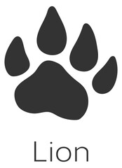 Lion footprint. African wild animal paw stamp