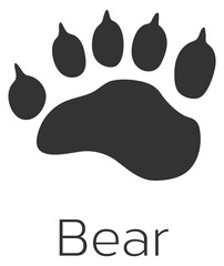 Bear footprint. Wild forest animal paw shape