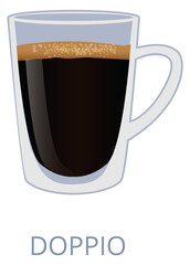 Double coffee mug illustration. Black hot drink
