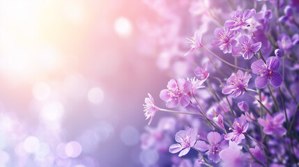  purple flowers with spring background.  - obrazy, fototapety, plakaty