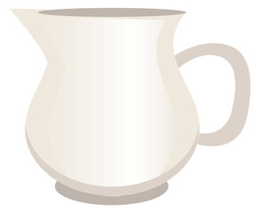 Ceramic jug icon. White cartoon kitchen pitcher