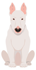 Bull terrier breed icon. Sitting cartoon dog