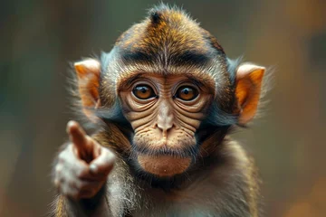 Poster Monkey pointing a finger © Paulius