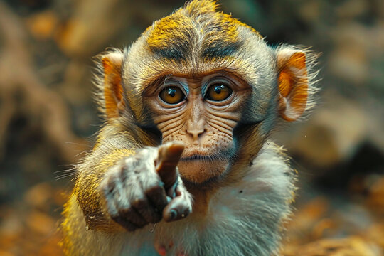 Monkey pointing a finger
