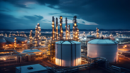 Oil refinery from oil industry area, aerial view