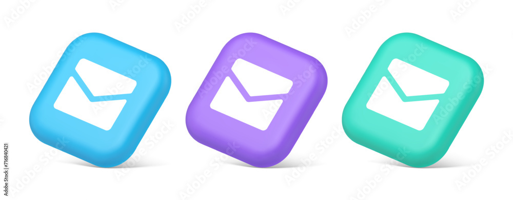 Poster newsletter inbox chat message button remotely communication digital notification 3d isometric icon